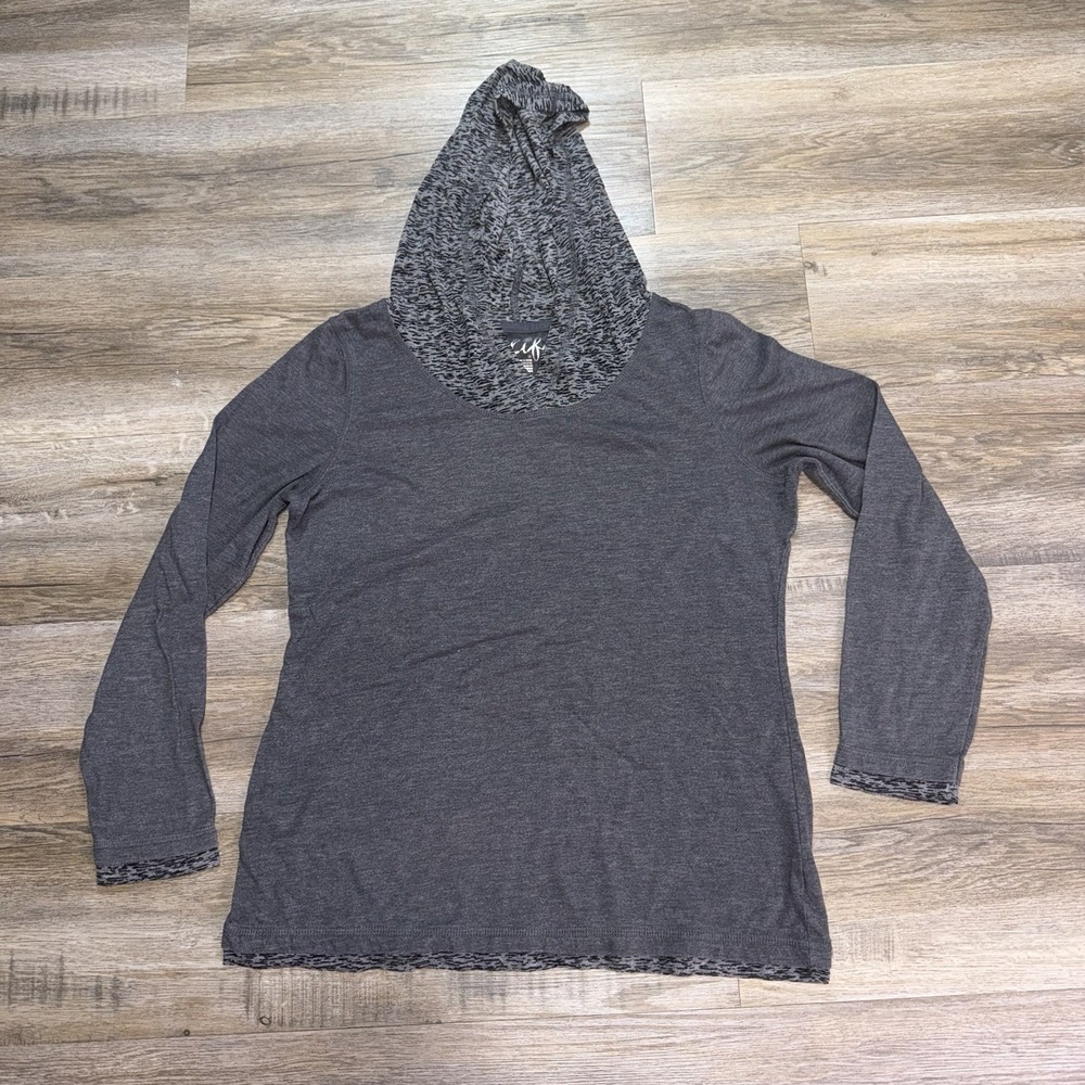 Made for Life Dark Gray Long-Sleeve Pullover Hoodie Womens M Abstract Print Hood